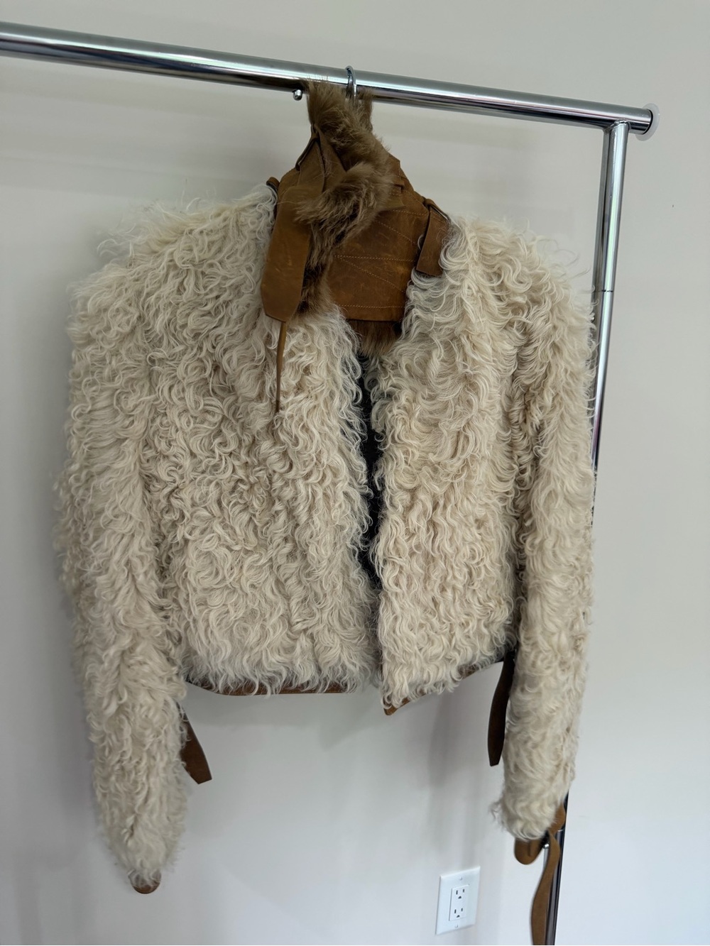 Vintage Late 1970s Glam Fur Full Curly Lamb Jacket RARE Bold Editorial Unique - Picture 8 of 10